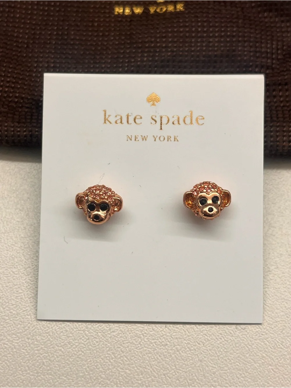kate spade Rose Gold Monkey Face Stud Earrings